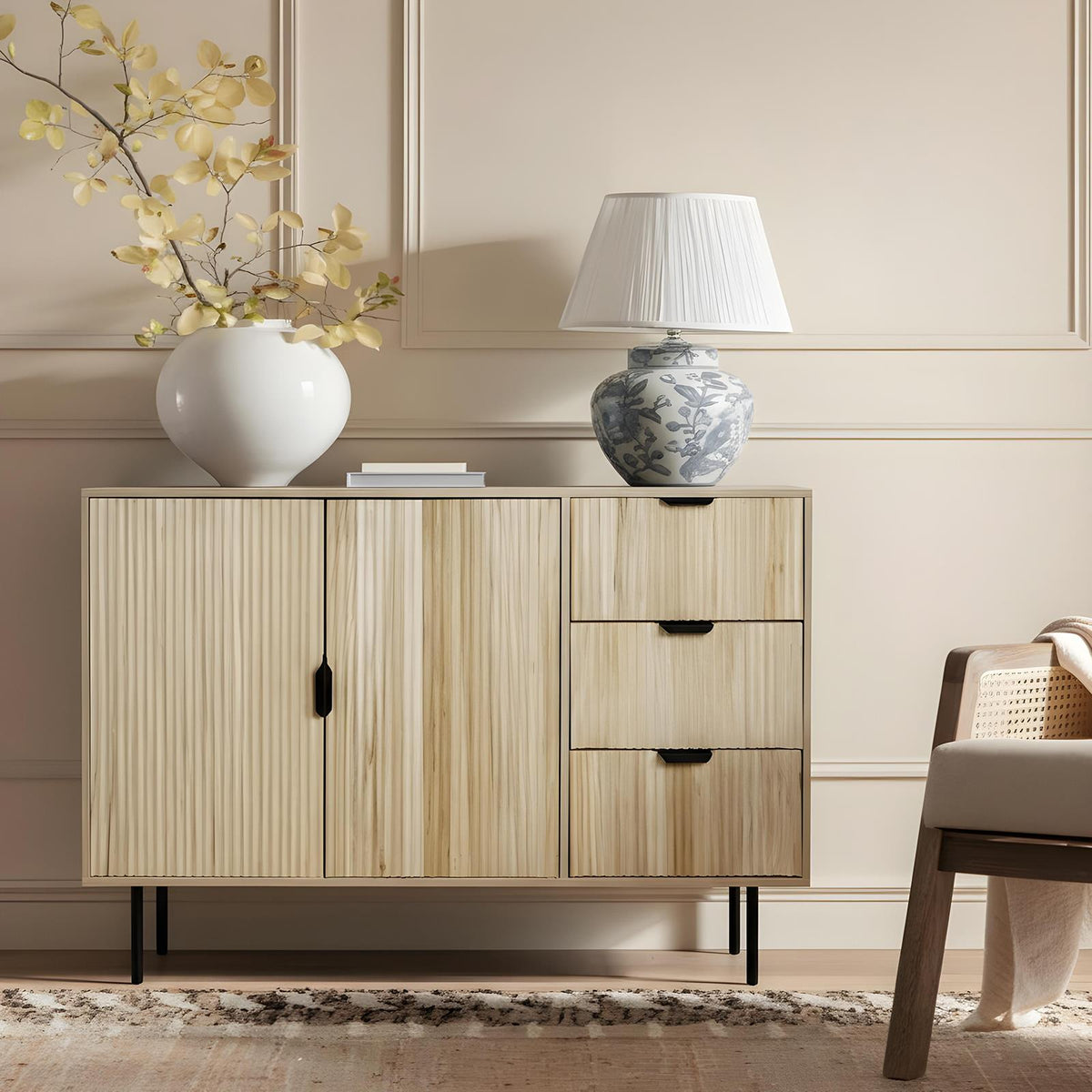 OHS Ribbed Drawer Unit Bedside Table 3/4/5/6 Draw Cabinet Nightstand Sideboard