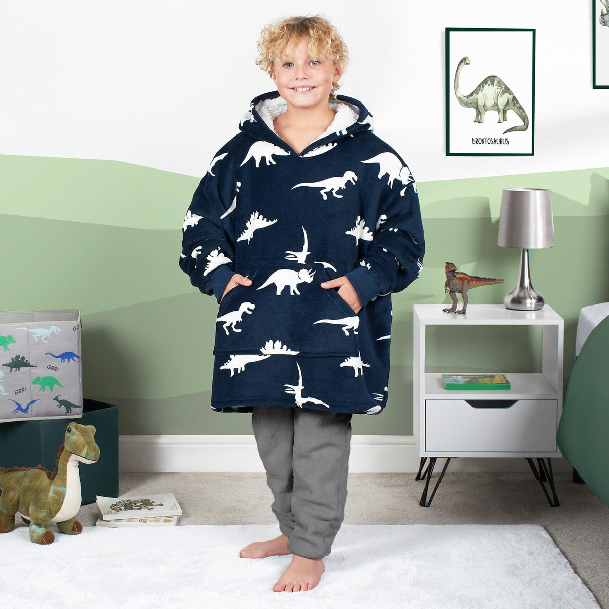 Kids Hoodie Blanket Oversized Sherpa Fleece Jumper Sweatshirt Soft Warm Throw