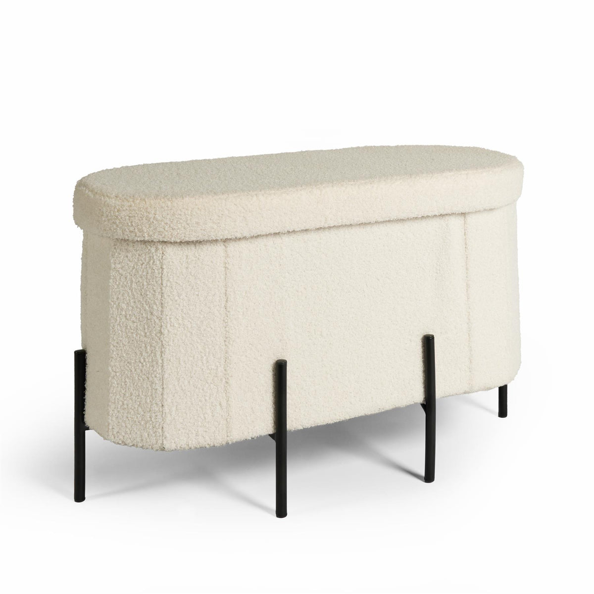 OHS Ottoman Boucle Storage Box Folding Footstool Cube Round Rectangle