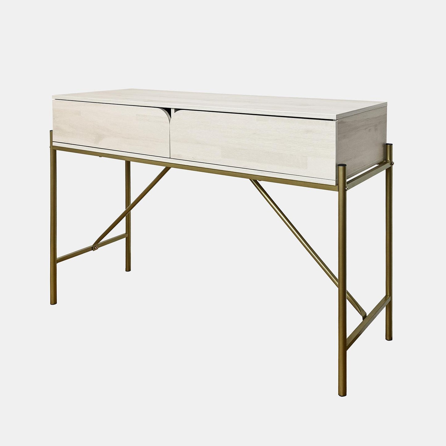 OHS Curved Dressing Table Engineered Wood Makeup Vanity Desk with 2 Drawers