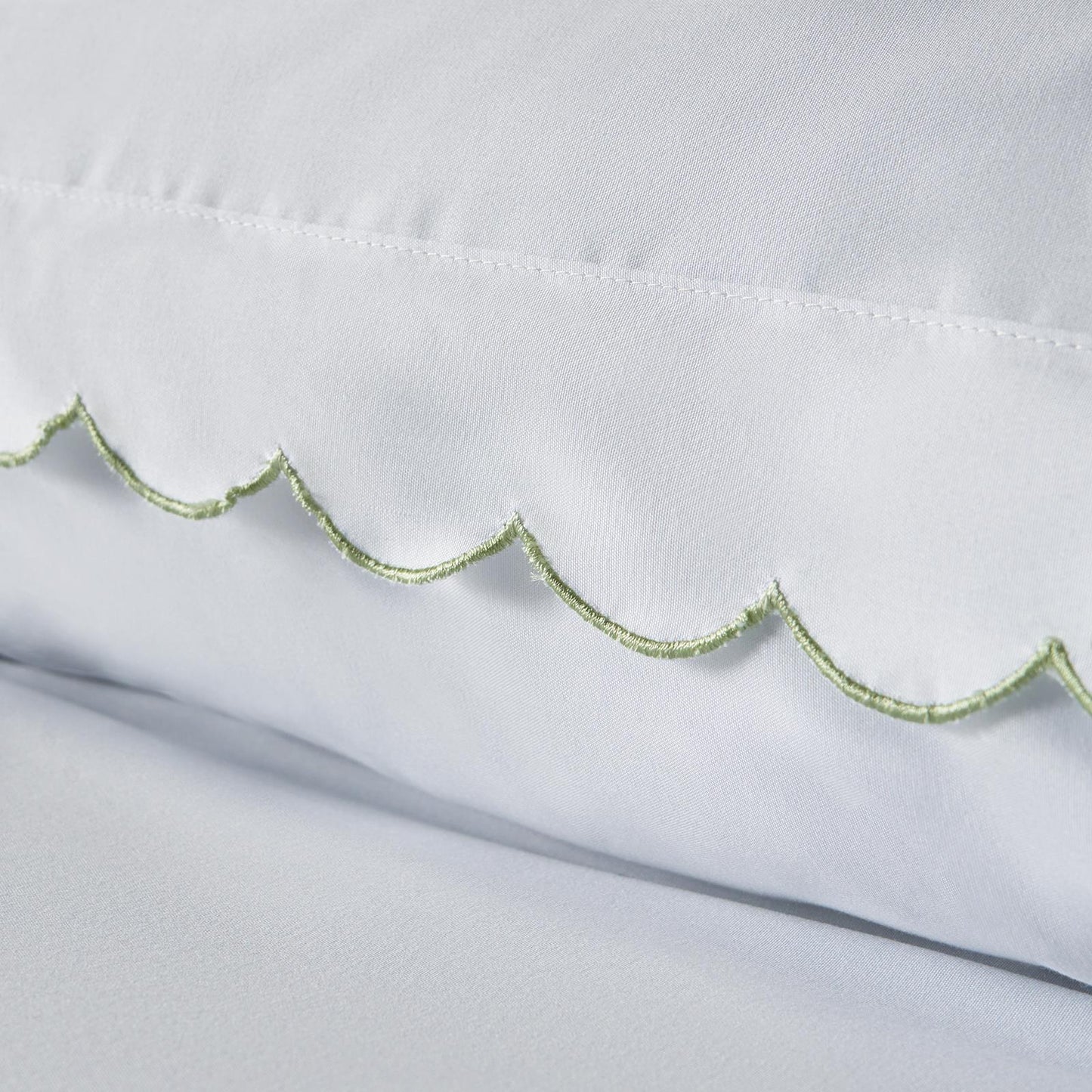 OHS Scallop Edge Bedding Set Microfibre Contrast Duvet Cover with Pillowcase