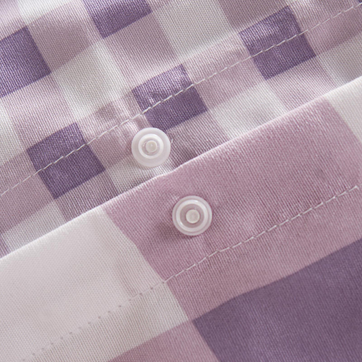 OHS Gingham Duvet Cover Bedding Set Check Quilt Pillowcase Reversible
