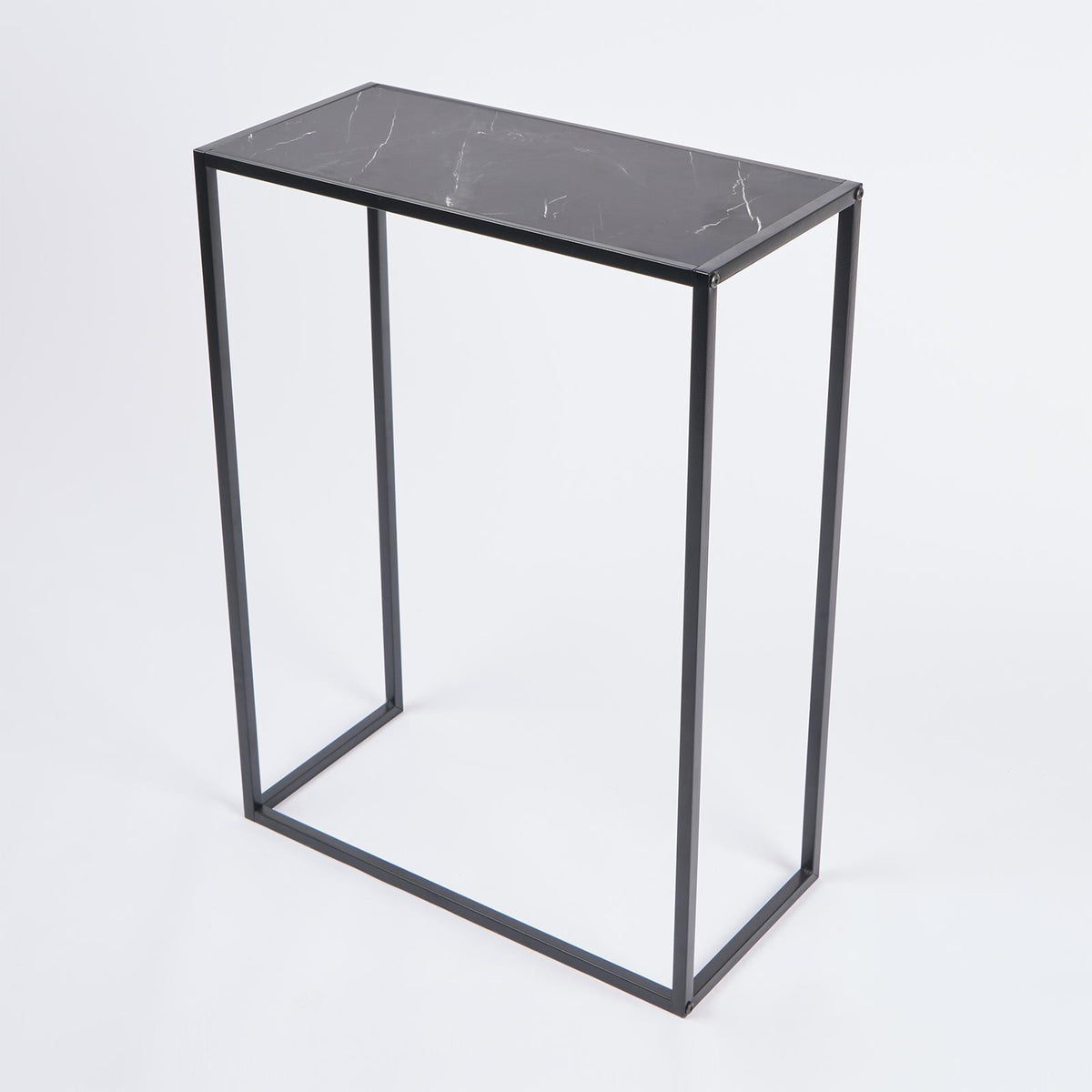 OHS Marble End Table Modern Console Bedroom Side Nightstand Metal Frame