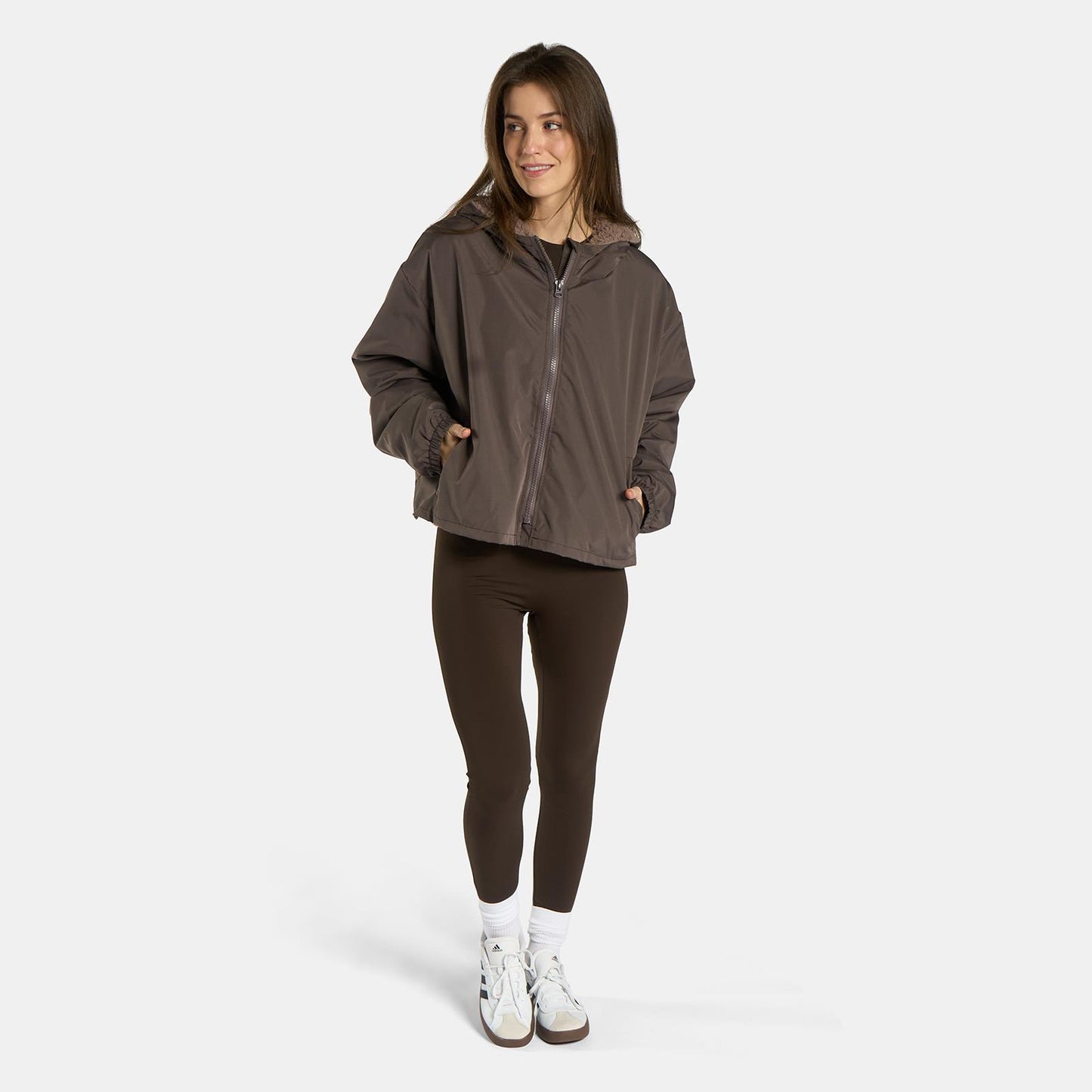 OHS Plain Drying Changing Robe Sherpa Water Resistant Cropped Jacket Outerwear