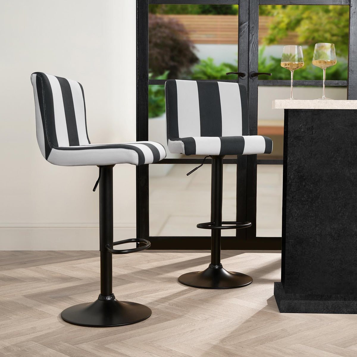 Adjustable Bar Stools x 2 Velvet Swivel Pub Seat Kitchen Breakfast Counter Chair
