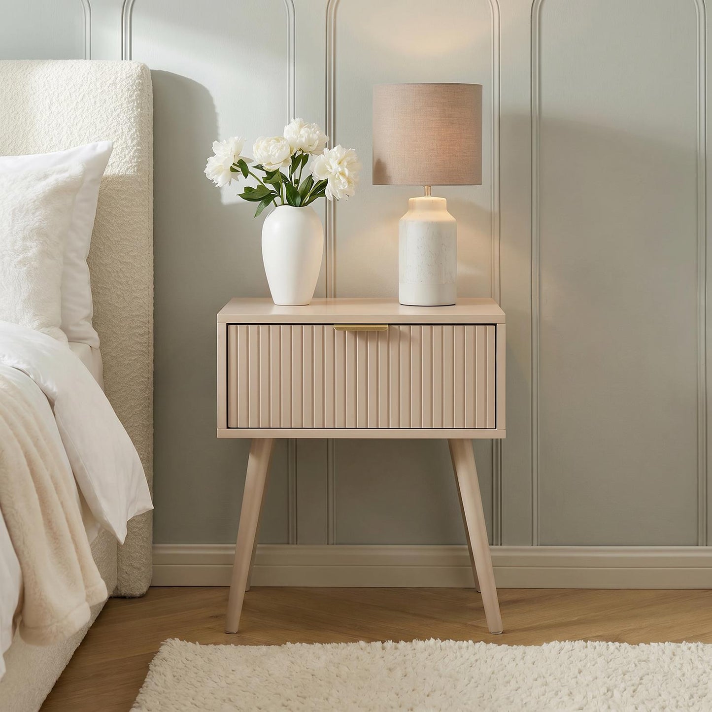 OHS Venice Nightstand Bedside Table 1 Drawer End Side Storage Cabinet