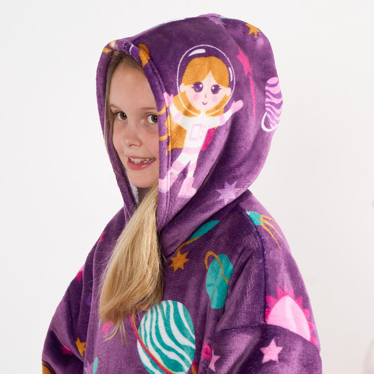 Kids Hoodie Blanket Oversized Sherpa Fleece Jumper Sweatshirt Soft Warm Throw