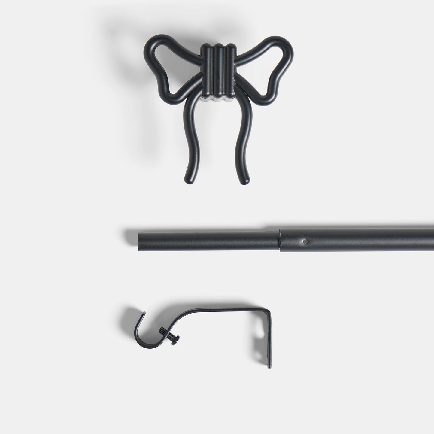 OHS Bow Curtain Pole Extendable 70-220cm Metal 16mm Finnials Decor