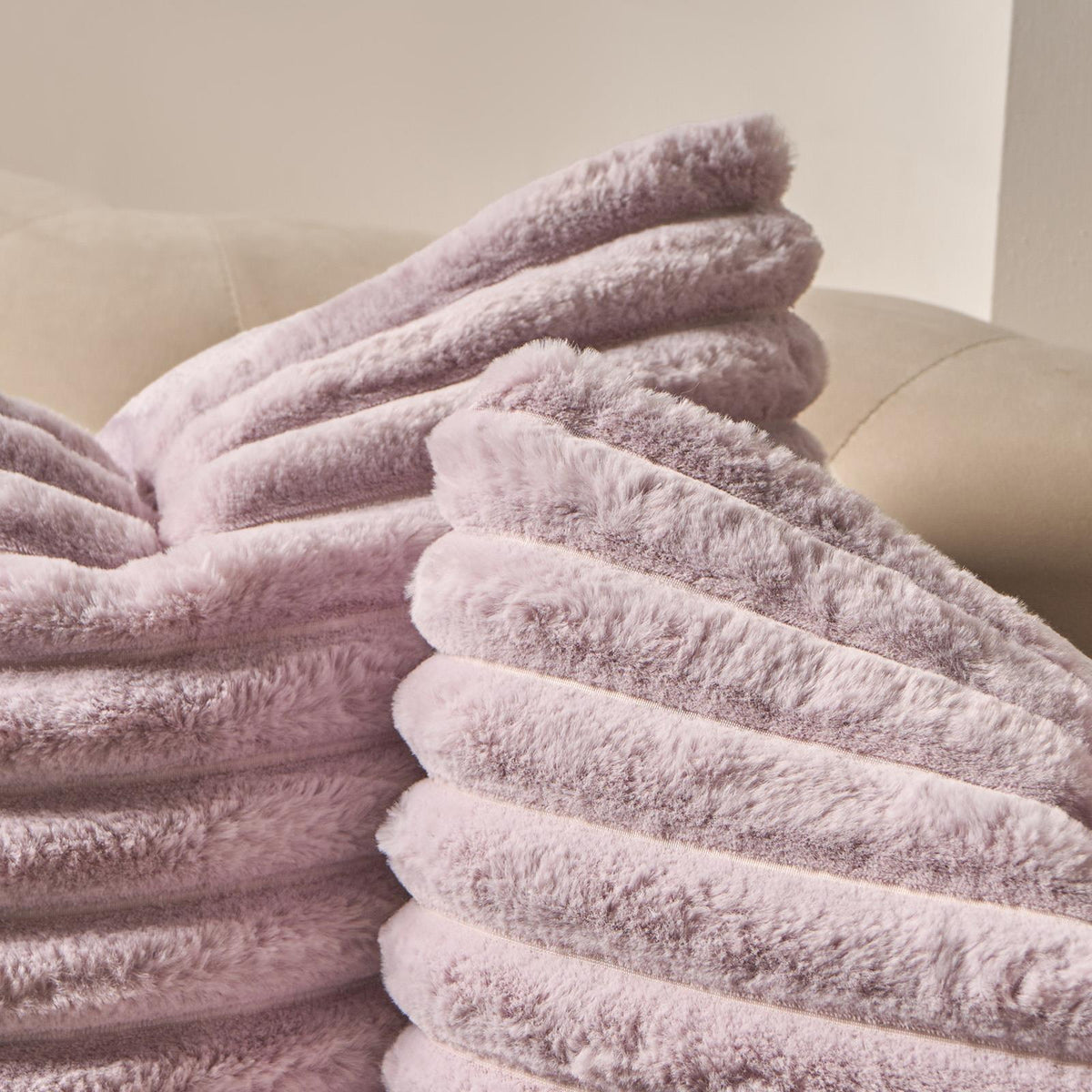 OHS Thick Rib Cushion Covers Faux Fur Soft Fleece Square Pillowcases Home Decor