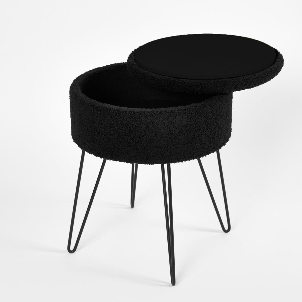 Foot Stool Storage Seat Chair Dressing Table Vanity Pouffe Ottoman Boucle Fleece
