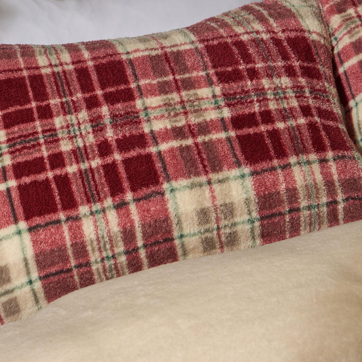 OHS Teddy Fleece Bedding Set Warm Winter Check Duvet Cover with Pillowcase