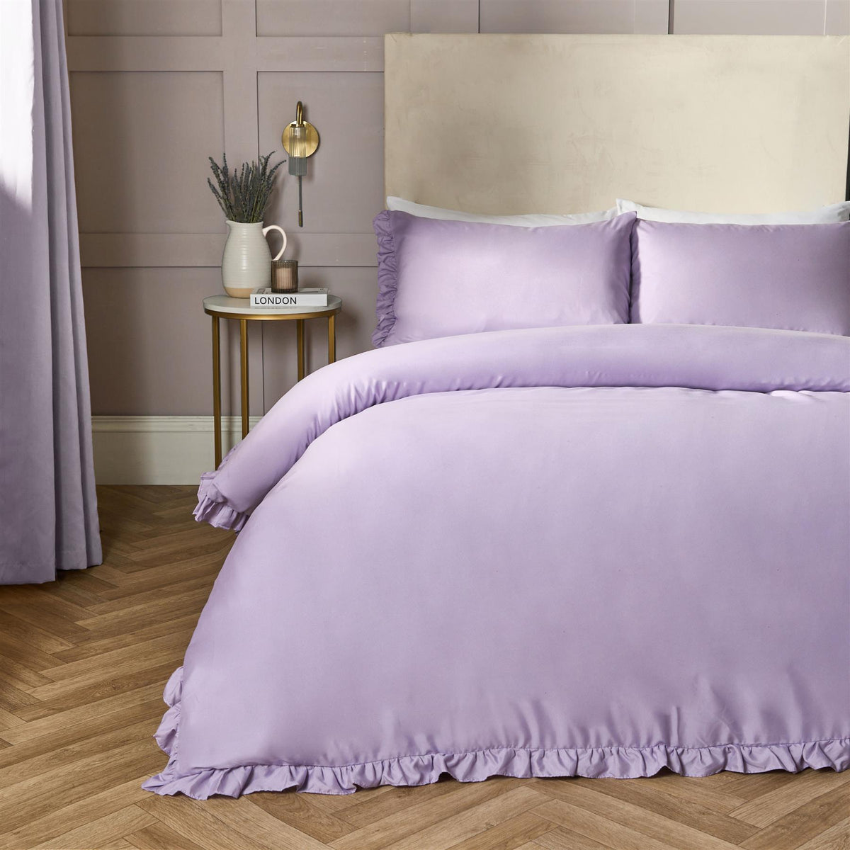 OHS Frill Edge Bedding Set Microfibre Decor Duvet Cover with Pillowcase