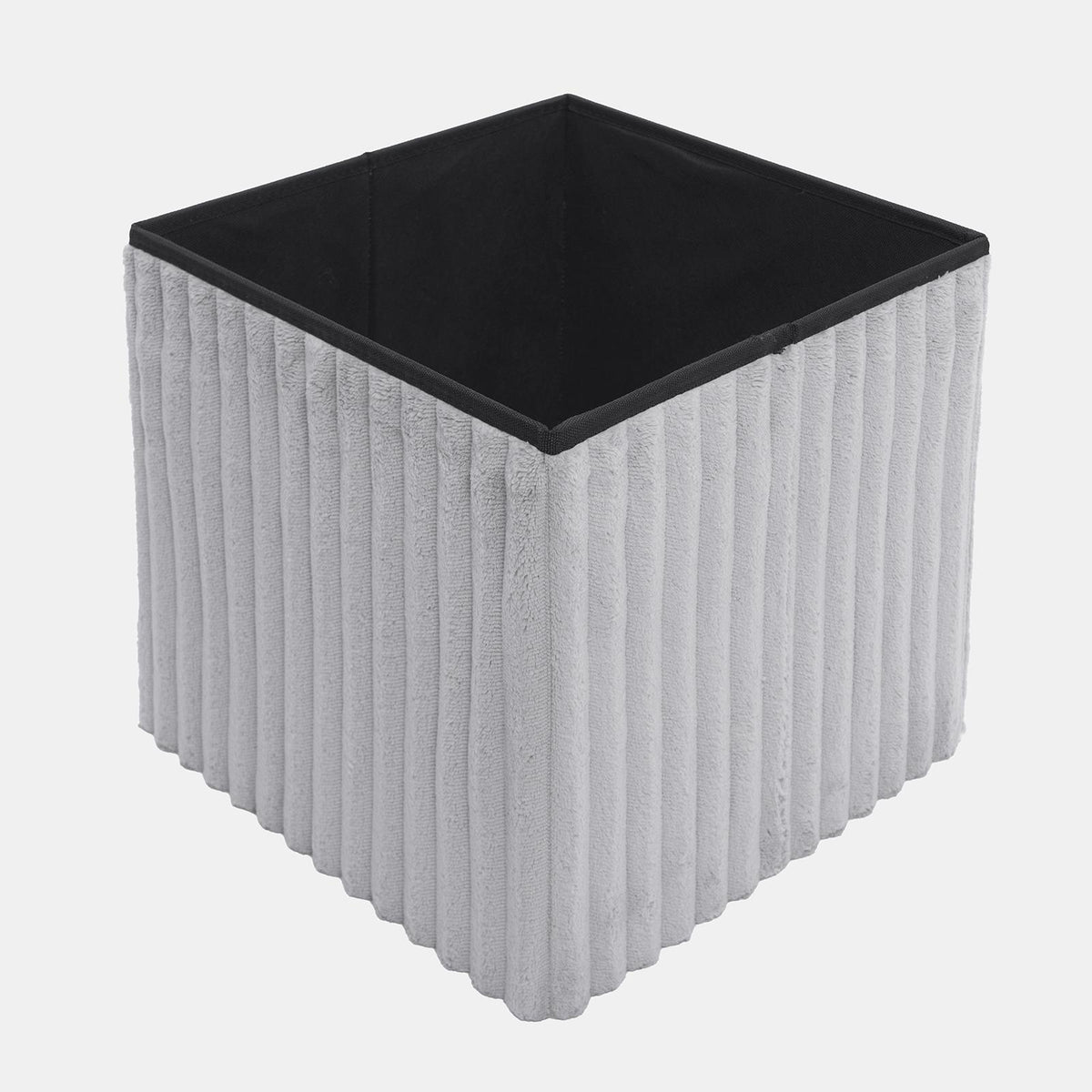 OHS Storage Box Lid Ottoman Folding Ribbed Fleece Footstool Tub Seat