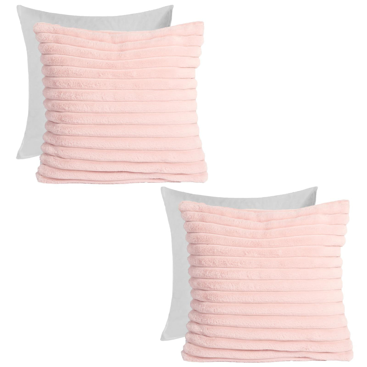 OHS Thick Rib Cushion Covers Faux Fur Soft Fleece Square Pillowcases Home Decor