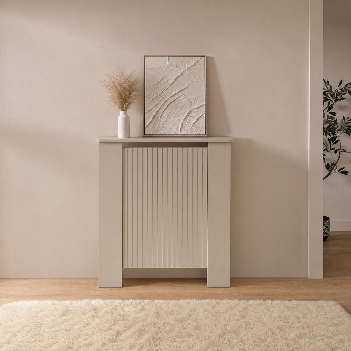 OHS Ribbed Radiator Cover Slatted Engineered Wood Side Board S M L Cabinet Shelf