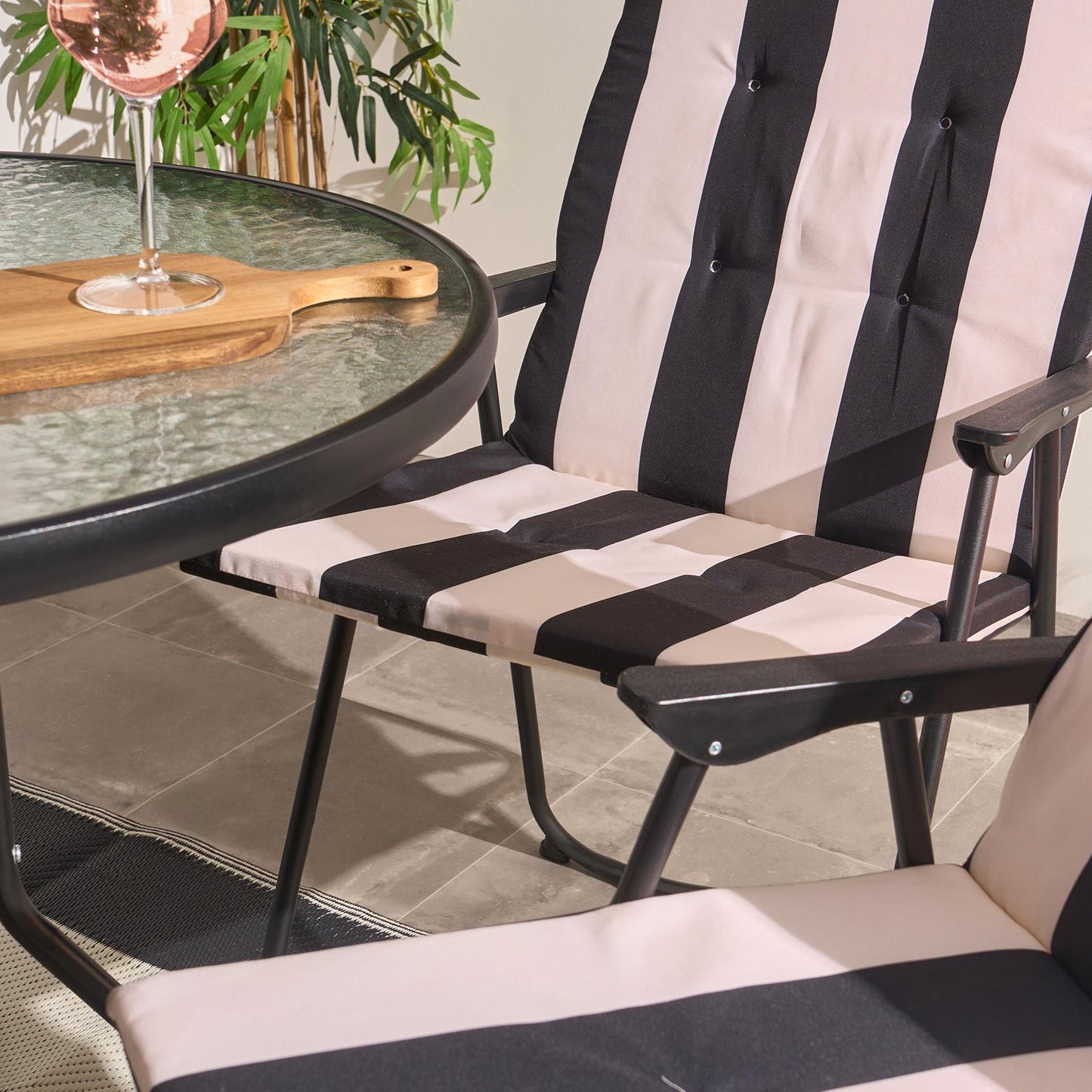 OHS Garden Seat Pad 2 Pack Stripe High Back Filled Chair Cushion Outdoor Indoor