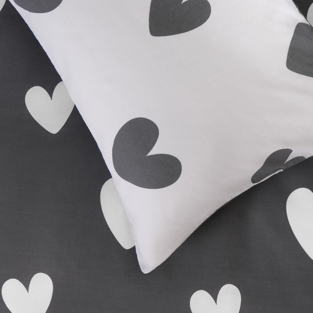 OHS Heart Print Duvet Cover with Pillowcase Quilt Reversible Bedding Set