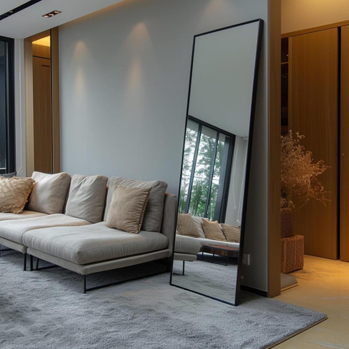 OHS Freestanding Mirror Metal Framed Full Length Home Decor Living Room Bedroom