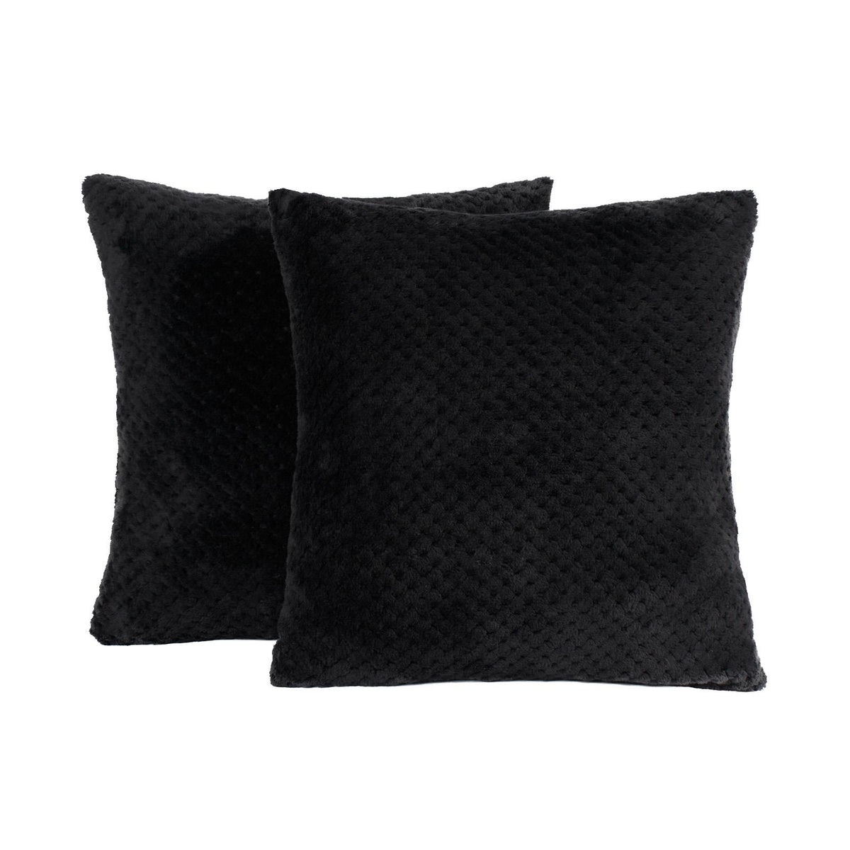 Brentfords Waffle Cushion Covers Popcorn Fleece Set of 2 Pack Sofa - 18" x 18
