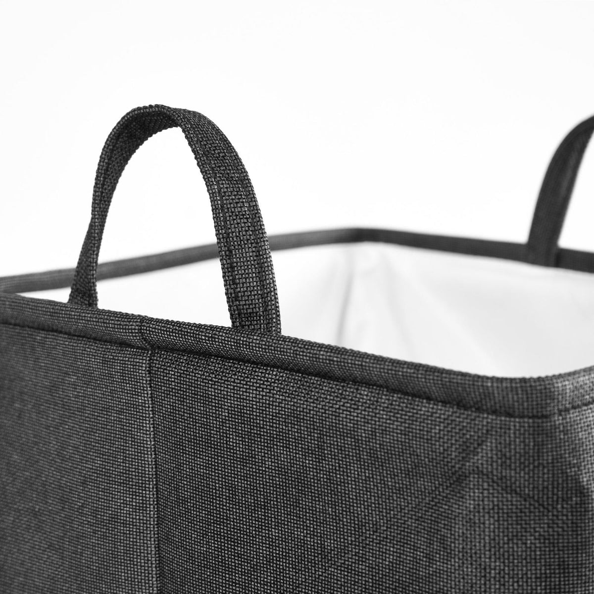 Laundry Basket Bag Foldable Drawstring Clothes Bin Organiser Faux Linen Handles