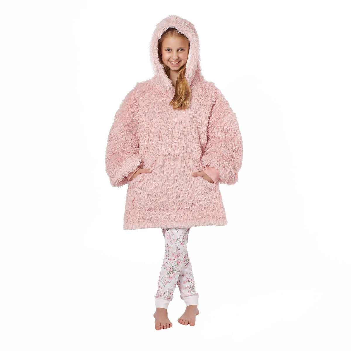 Hoodie Blanket Fluffy Long Fibre Sherpa Fleece Kids Oversized Sweatshirt Throw