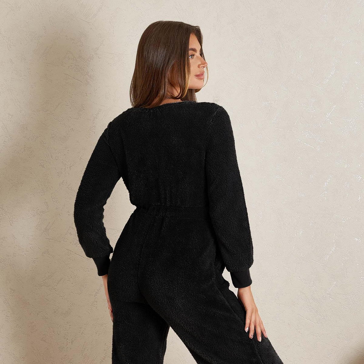 OHS Jumpsuit Teddy Fleece Long Elasticated Waist 1Onesie Warm Soft PJ Loungewear