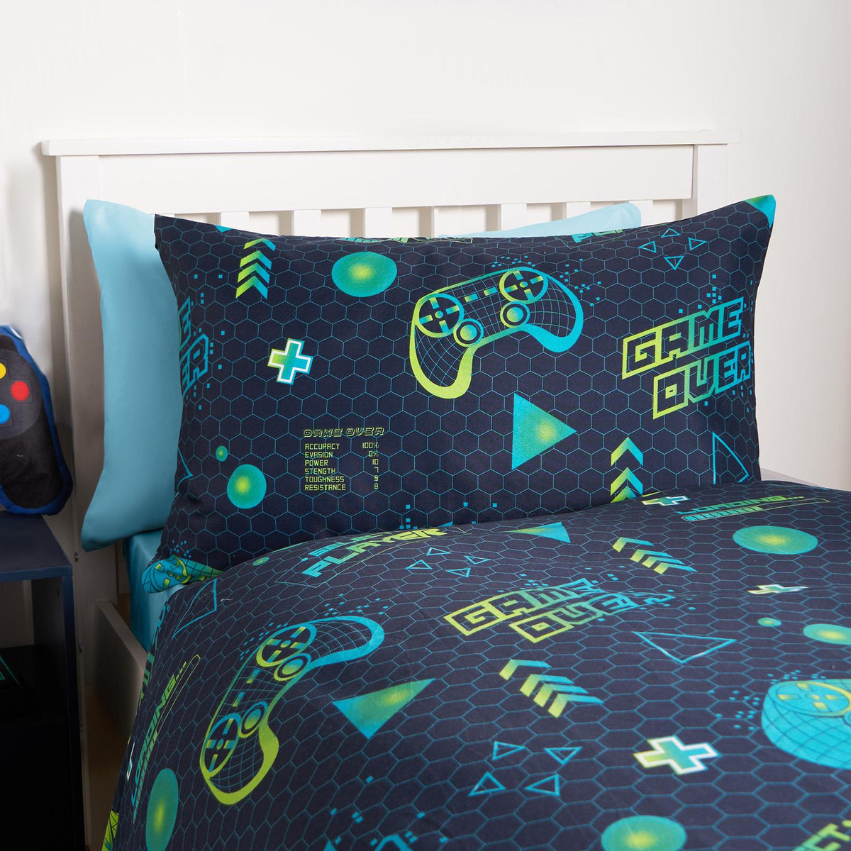 Gaming Duvet Cover Set Reversible Soft Quilt with Pillowcase Kids Bedding Single