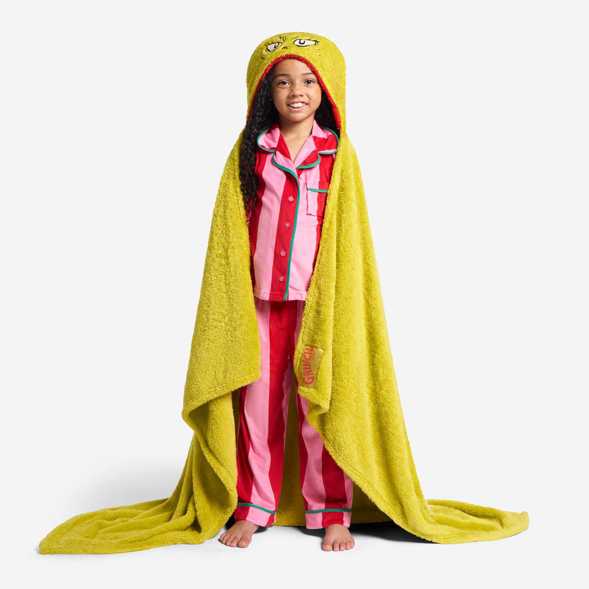 OHS x Grinch Throw Xmas Soft Fleece Novelty Hooded Blanket Thermal Bedspread