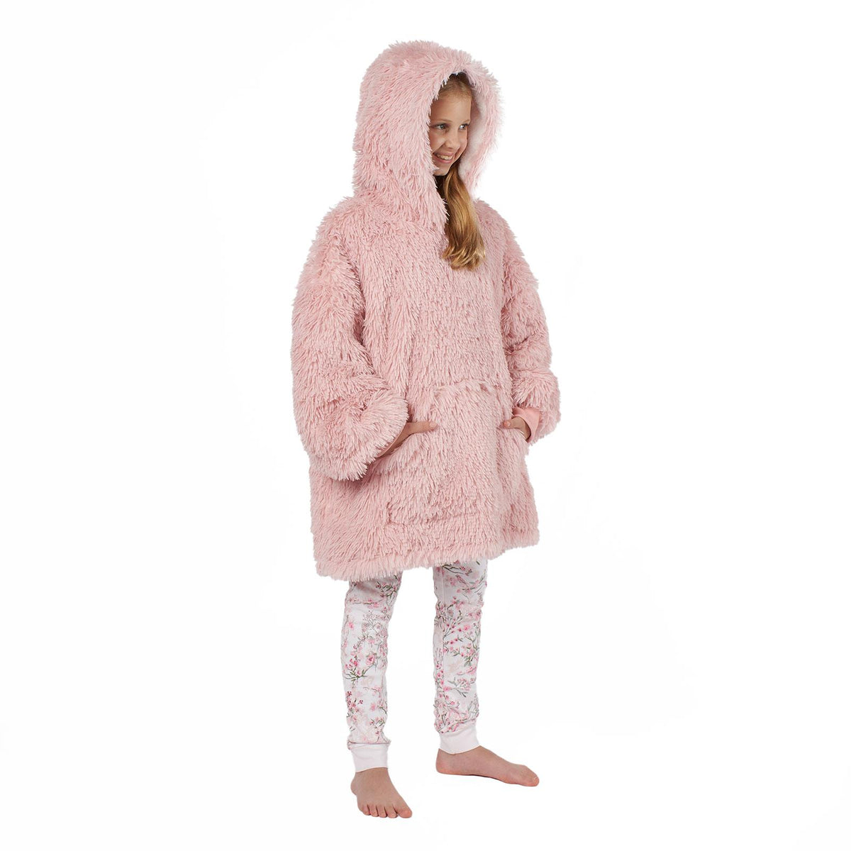 Hoodie Blanket Fluffy Long Fibre Sherpa Fleece Kids Oversized Sweatshirt Throw