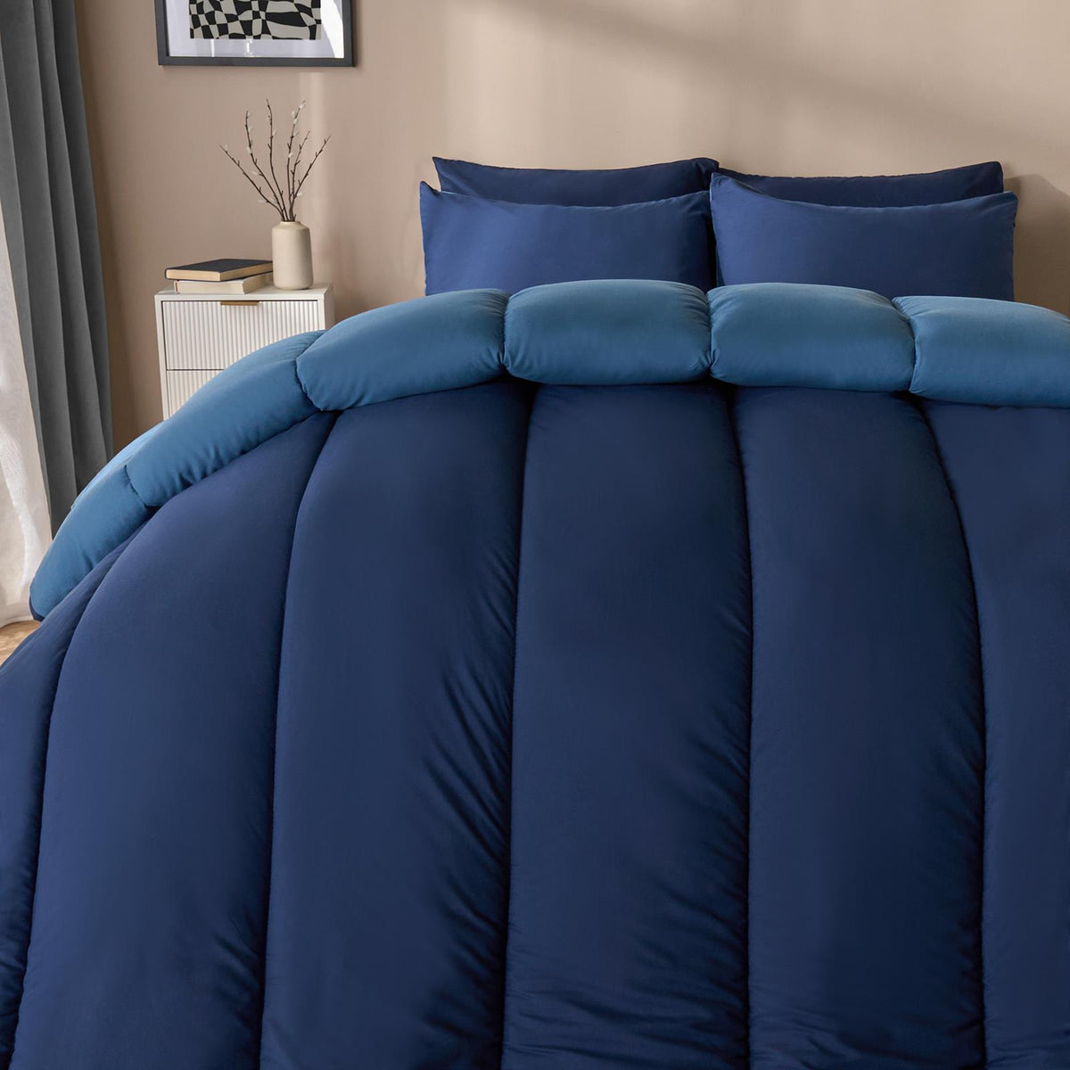 OHS Coverless Duvet & Pillowcase 10.5 Tog Bedding Set Easy Care Reversible