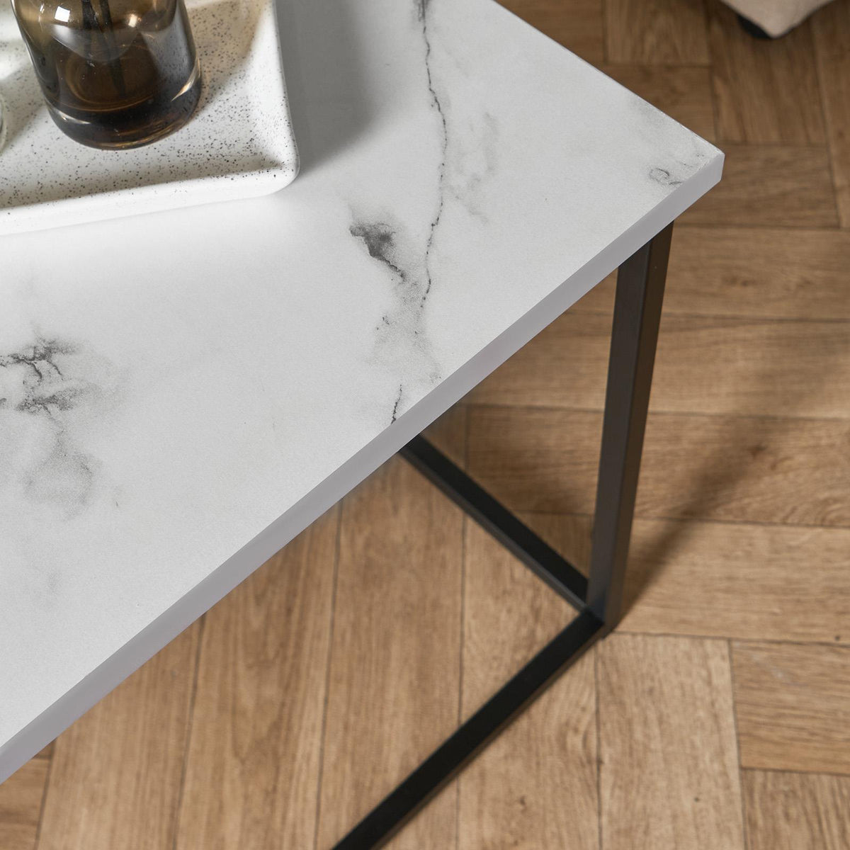 OHS Coffee Table Marble Bedside End Living Room Modern Metal Frame Home Decor
