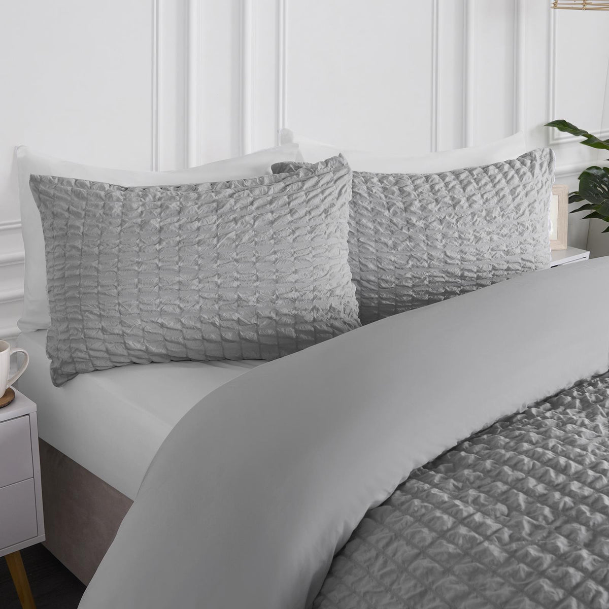 Luxury Seersucker Duvet Cover Set Geo Pillowcase Quilt Bedding Double King Size