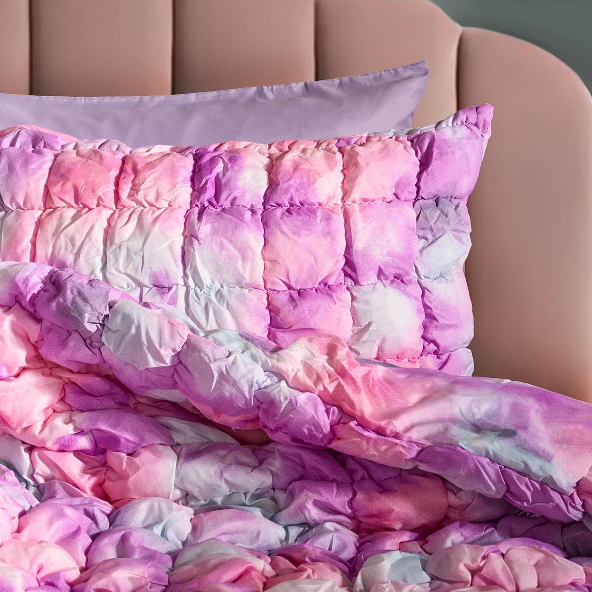 OHS Filled Quilted Seersucker Duvet Cover Bedding Set