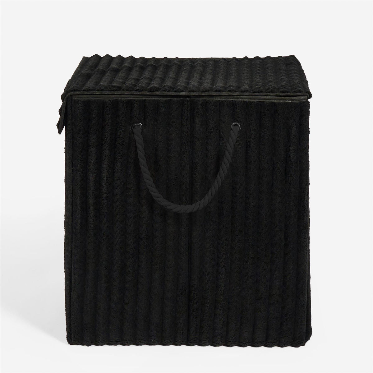 OHS Ribbed Laundry Basket with Lid Foldable Hamper Bag Washing Bin Storage