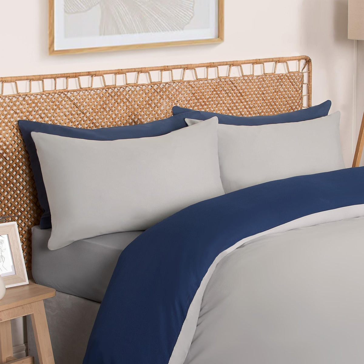 OHS Plain Duvet Cover & Pillowcase Reversible Bedding Set OR Fitted Sheet
