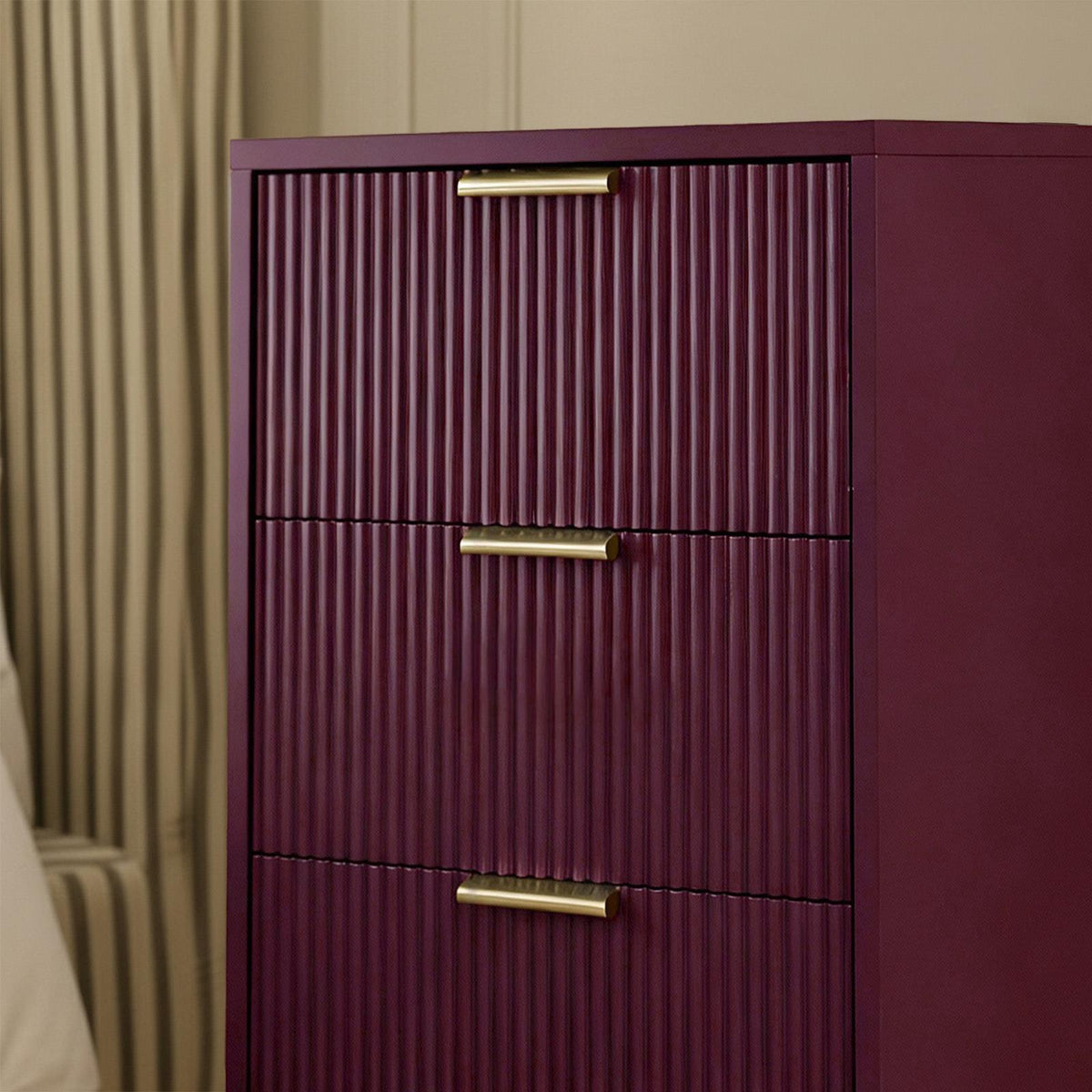 OHS Ribbed Drawer Unit Bedside Table 3/4/5/6 Draw Cabinet Nightstand Sideboard