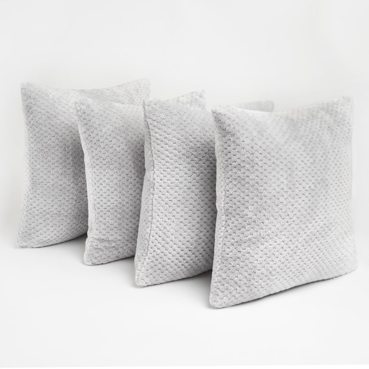 Brentfords Waffle Popcorn Fleece Set of 4 x Cushion Covers Pack Sofa - 18" x 18