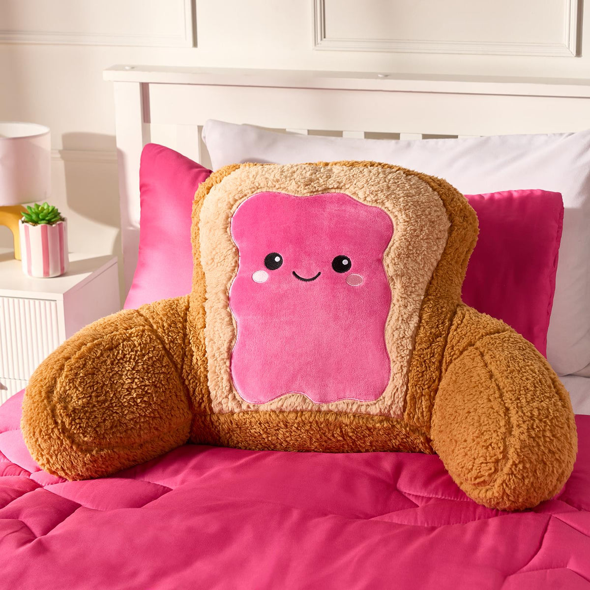 OHS Character Cuddle Cushion Soft Fleece Reading Pillow with Arms Bed Chair