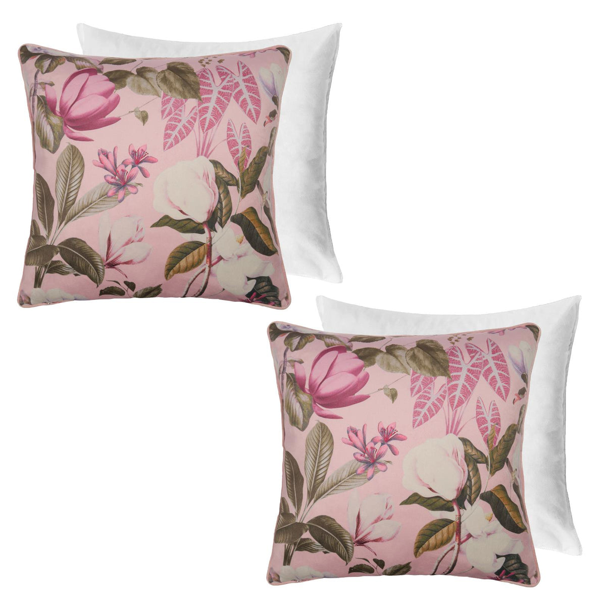 Floral Cushion Covers 2/4 Pack Sofa Couch Chair Filled Plump Seat Pads Decor Set