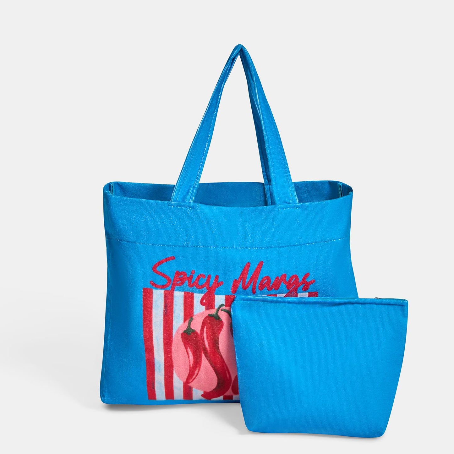 OHS Fun Print Beach Bag with Pouch Towelling Shoulder Tote Bag Holiday Travel
