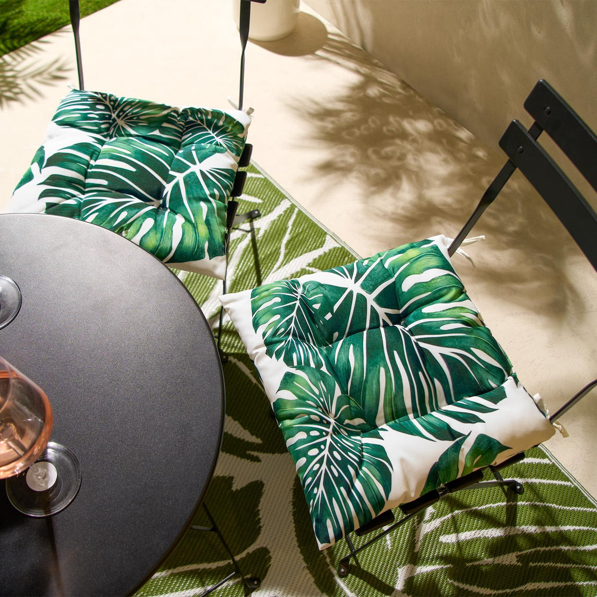 OHS Seat Pads 2 Water Resistant Outdoor Cushions Garden Chair Covers Ties