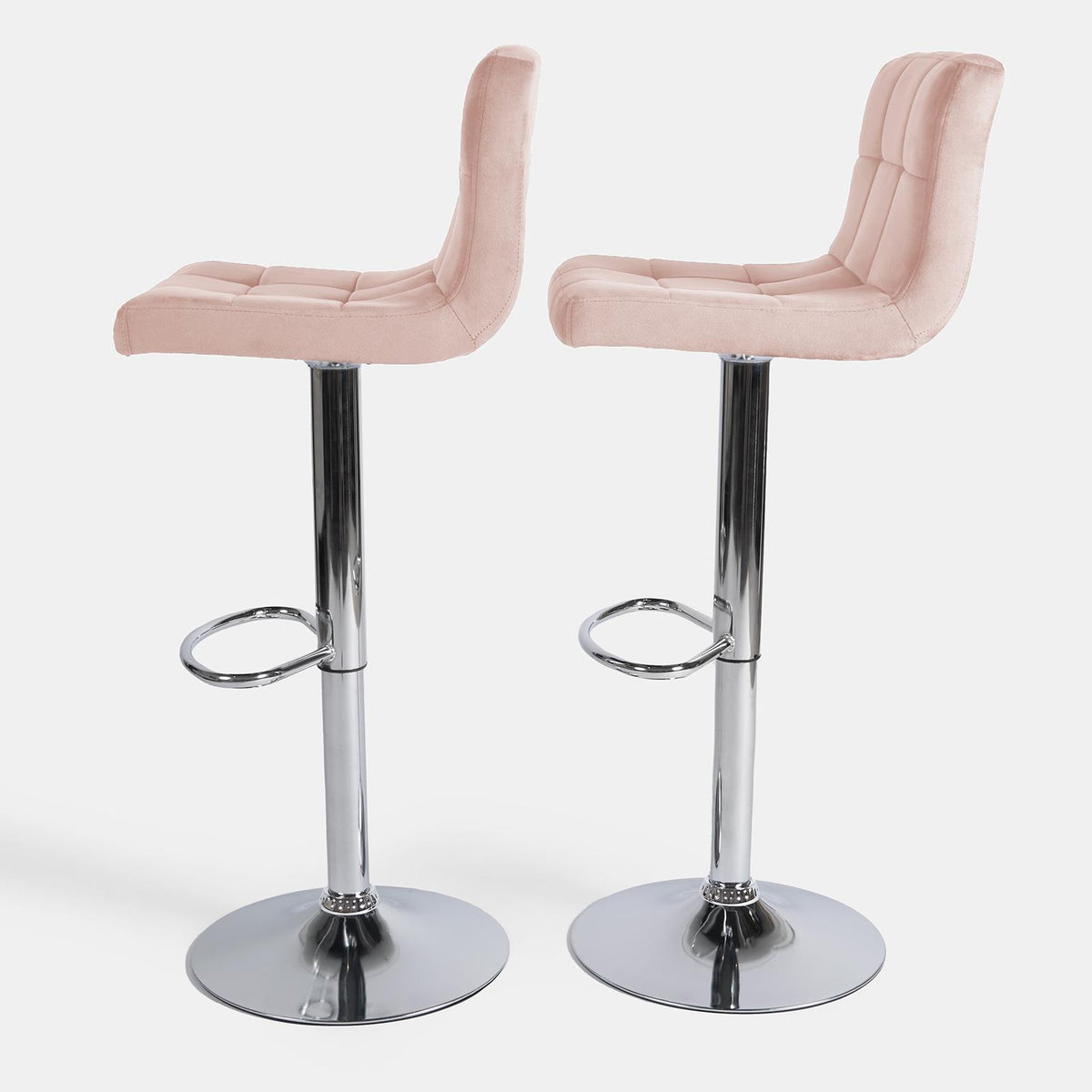 Adjustable Bar Stools x 2 Velvet Swivel Pub Seat Kitchen Breakfast Counter Chair