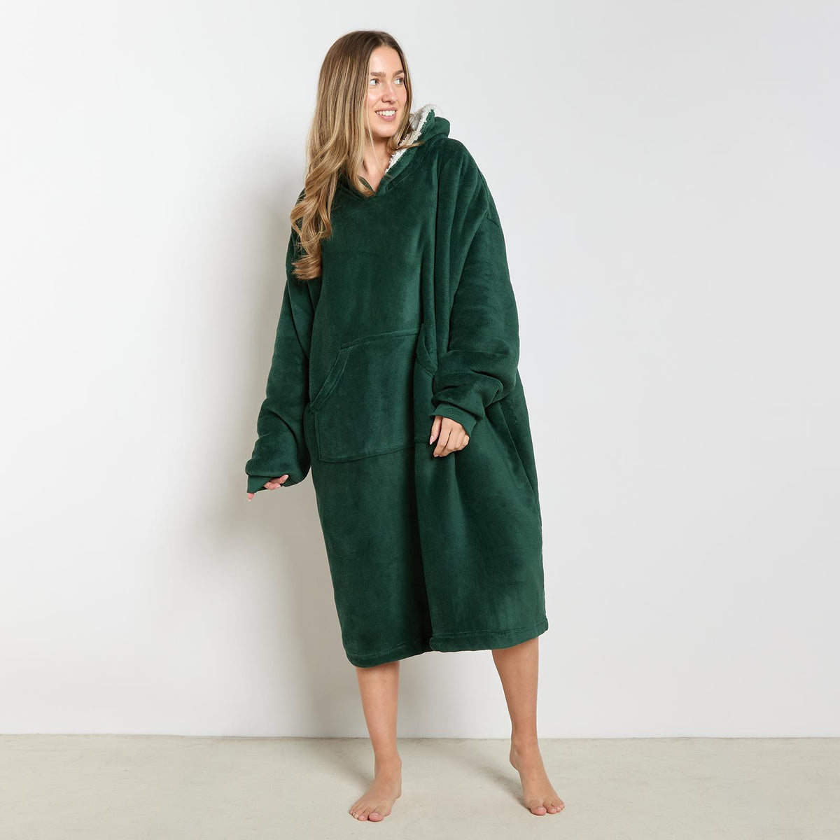 OHS Extra Long Hoodie Blanket Oversized Soft Sherpa Fleece Giant Sweatshirt