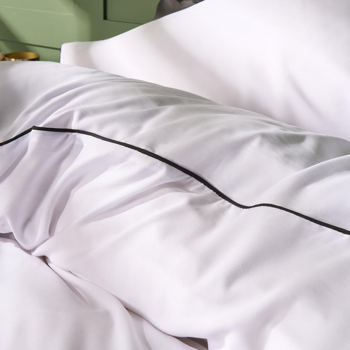 OHS Piped Edge Duvet Cover Set Soft Quilt Pillowcase Bedding Double King Size