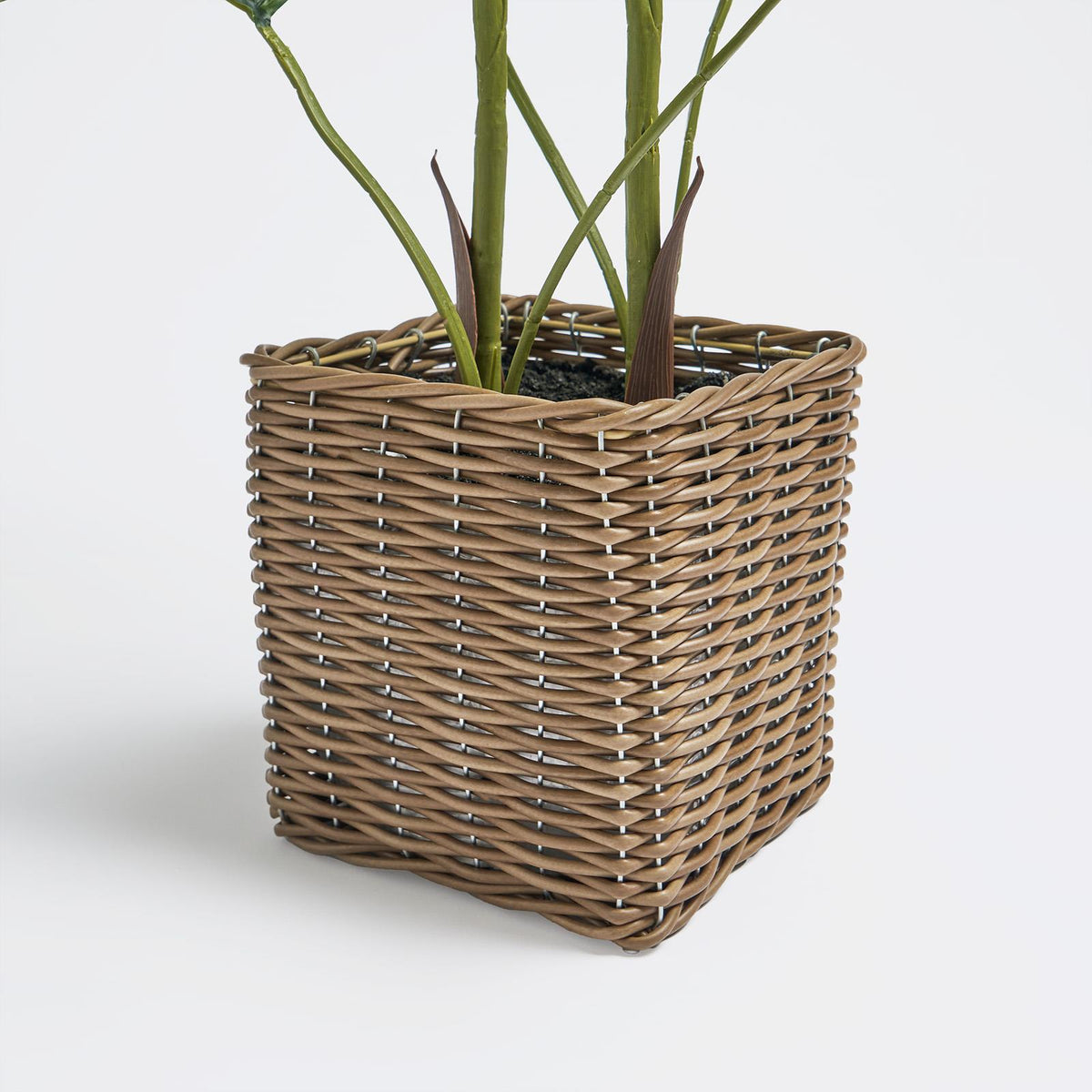 OHS Artificial Tree Plant Foliage in Basket Pot Palm Olive Leaves Tabletop Decor