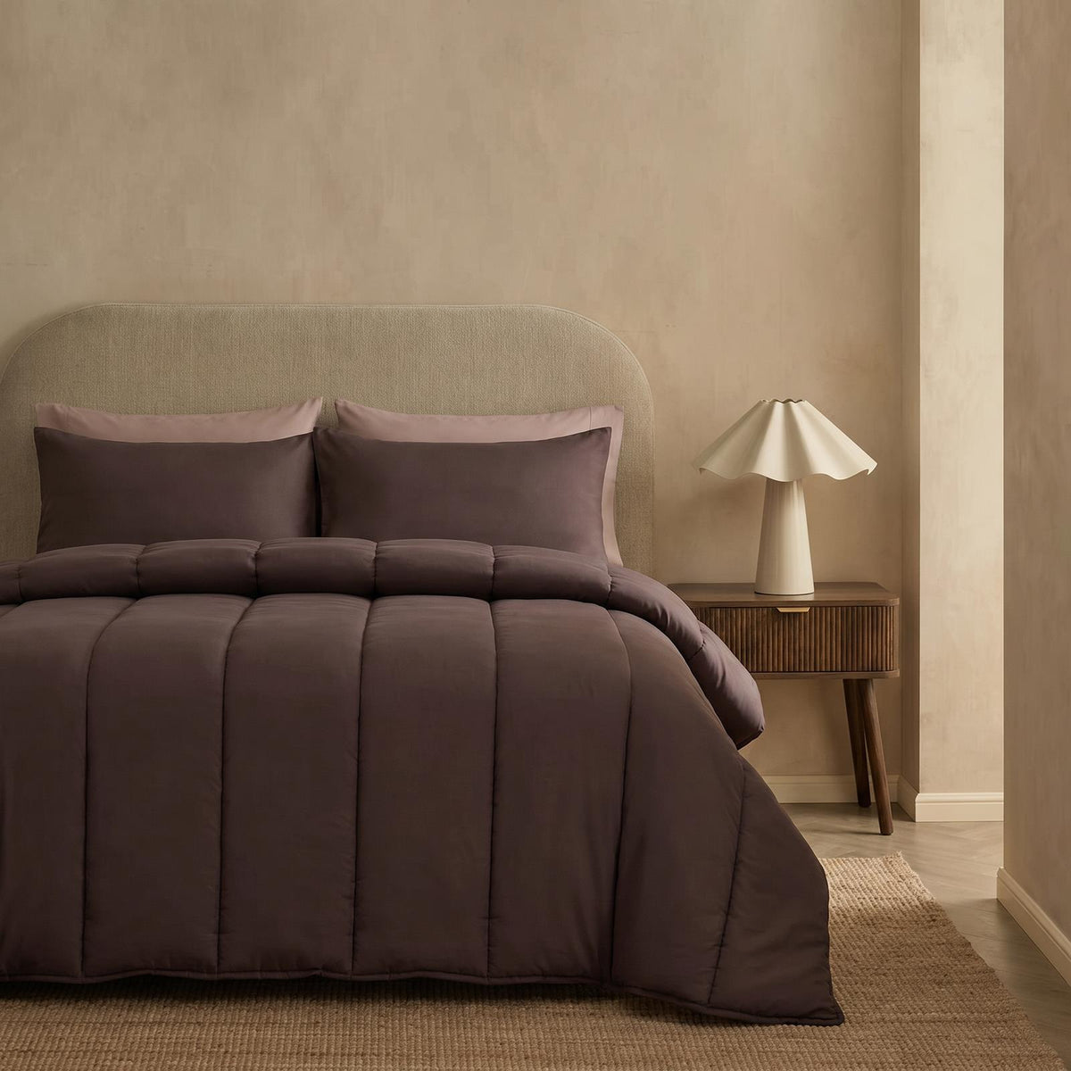 OHS Coverless Duvet & Pillowcase 10.5 Tog Bedding Set Easy Care Reversible