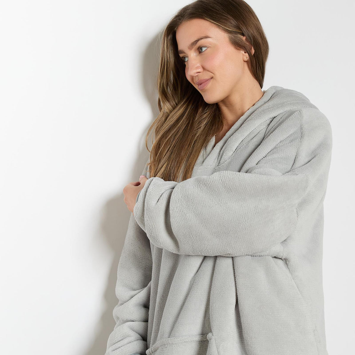 OHS Extra Long Hoodie Blanket Oversized Soft Sherpa Fleece Giant Sweatshirt