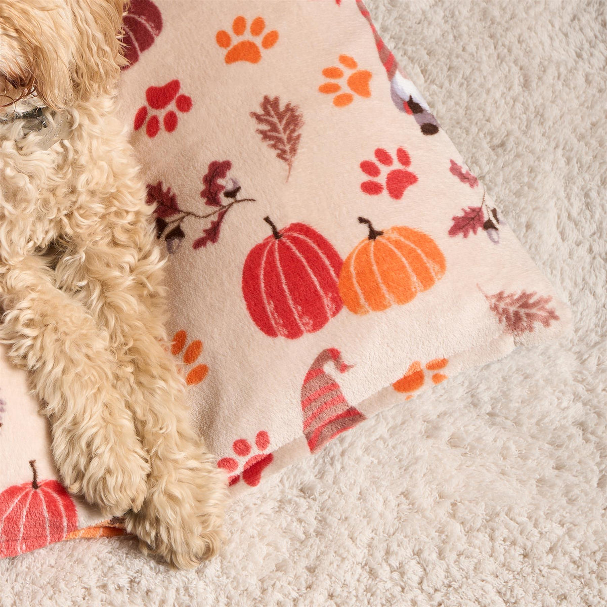 OHS Print Pet Bed Fleece Paw Checks Leopard Stripes Xmas Calming Cushion Dog Cat