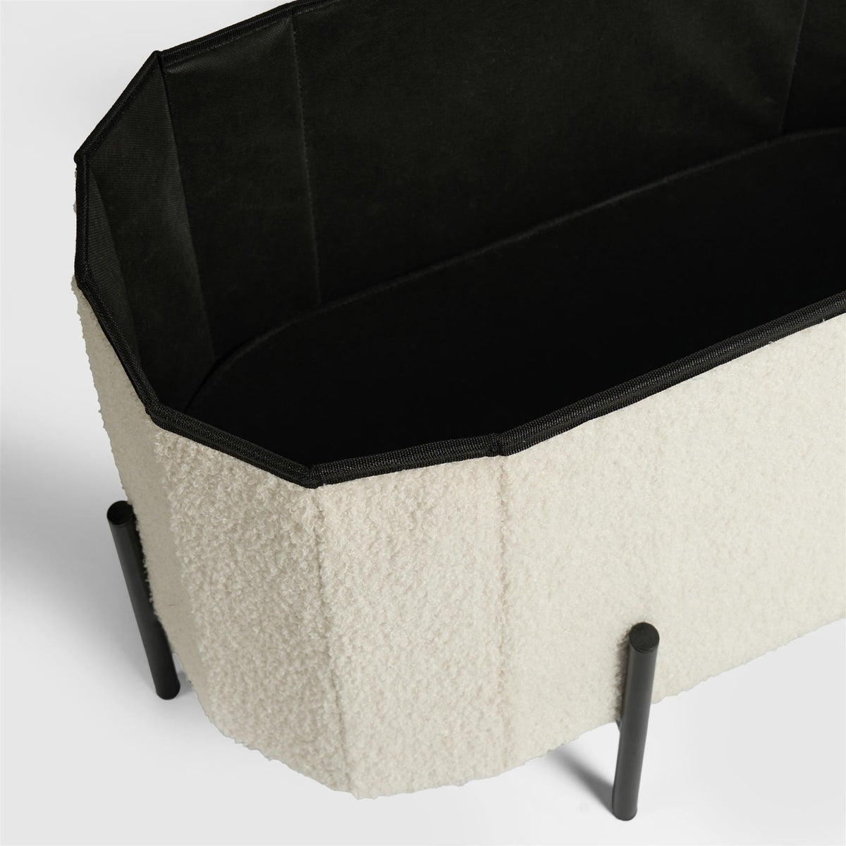OHS Ottoman Boucle Storage Box Folding Footstool Cube Round Rectangle