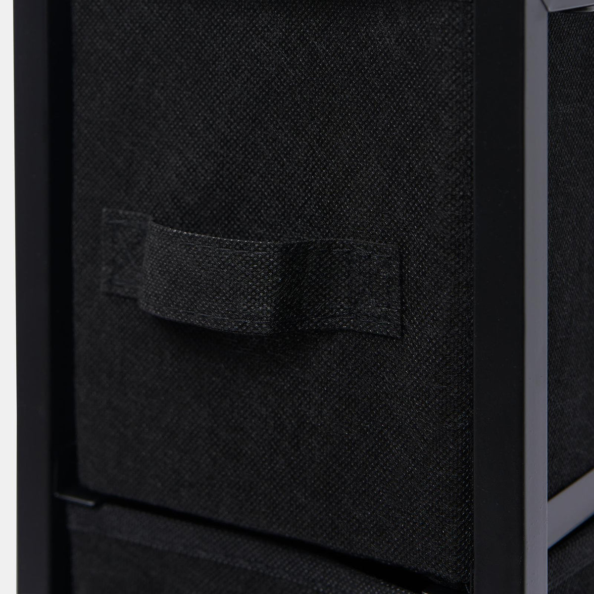 Narrow 4 Drawer Storage Cabinet Bedside Table Unit Clothes Home Fabric Organiser